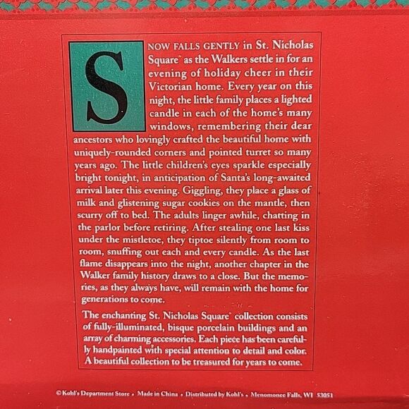 St. Nicholas Square Christmas Village Victorian Home Ceramic w/ Light & Box - Picture 3 of 8